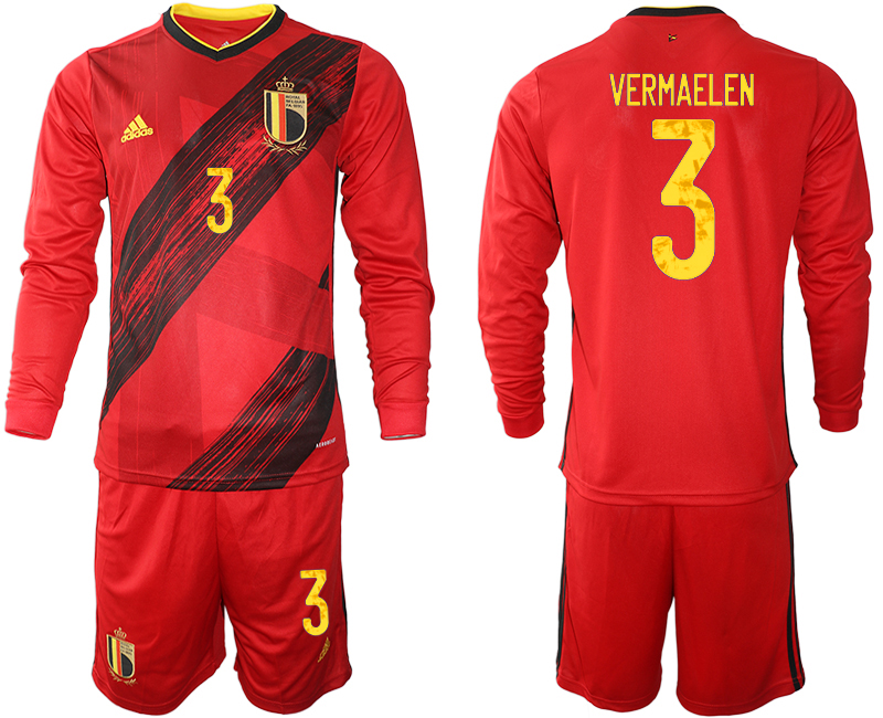 Men 2021 European Cup Belgium home Long sleeve #3 soccer jerseys